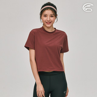 ADISI 女親膚空氣柔感快乾落肩寬短版上衣AL2311023 (S-2XL) 赤褐色｜仿棉感 吸濕排汗 快乾 速乾