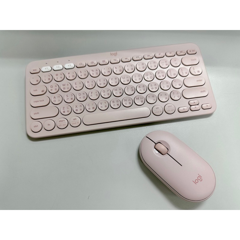【Logitech 羅技】K380 跨平台藍牙鍵盤 + Pebble M350 鵝卵石無線滑鼠(玫瑰粉)