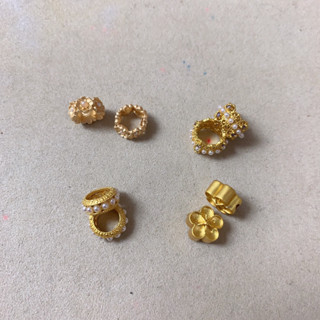 ［古法金配件］隔珠 珍珠 皇冠 花