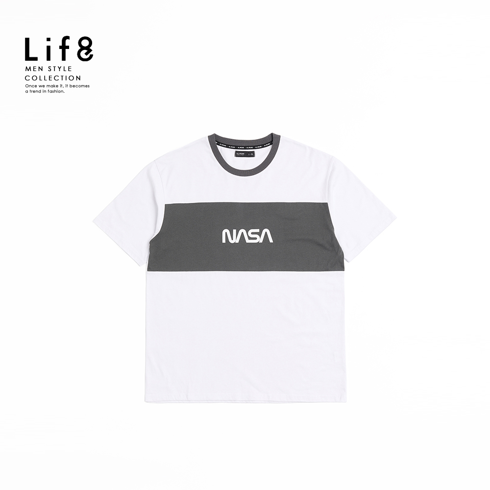 Life8-ALL WEARS 太空系列 拼接配色 印花短袖上衣-41197