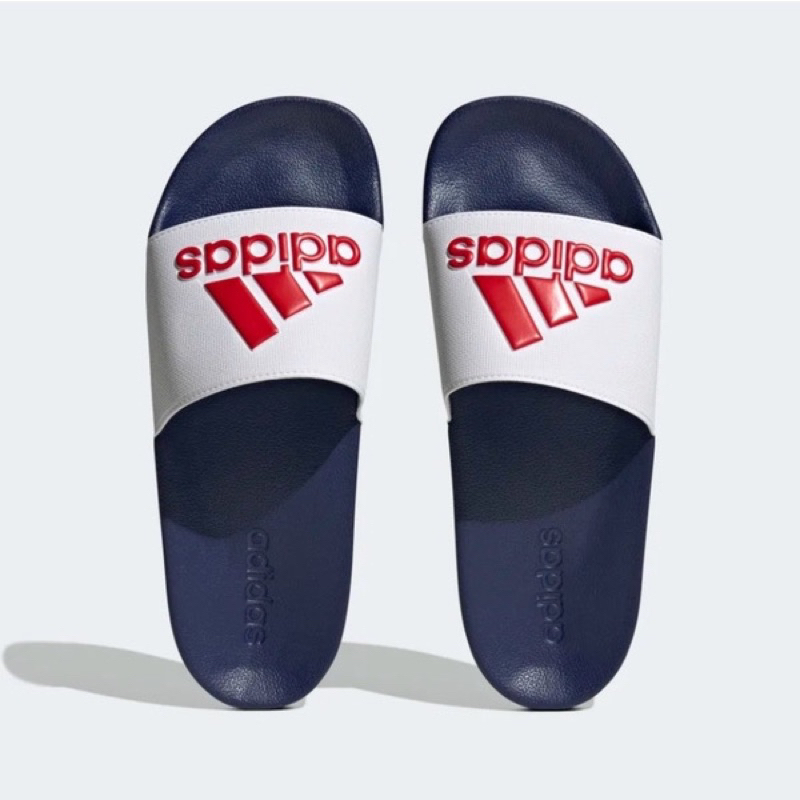 ADIDAS Adilette Shower Slides 男款 白紅藍 拖鞋 HQ6888