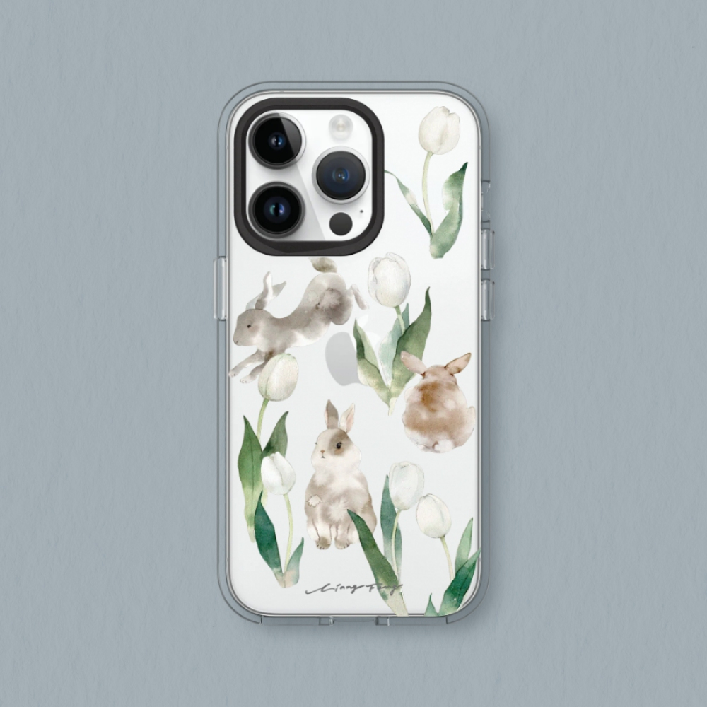 犀牛盾 適用iPhone Clear透明防摔手機殼∣涼丰系列/野兔鬱金香