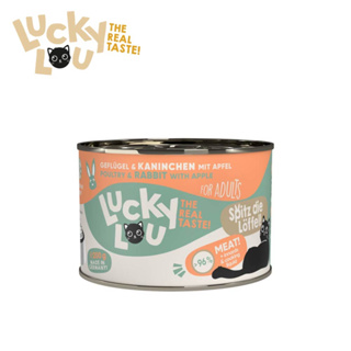 幸運喵 Lucky Lou 全齡貓主食罐 禽肉 兔肉 蘋果 德國製造高含肉量肉罐頭 滿額加贈透明系貓草碗