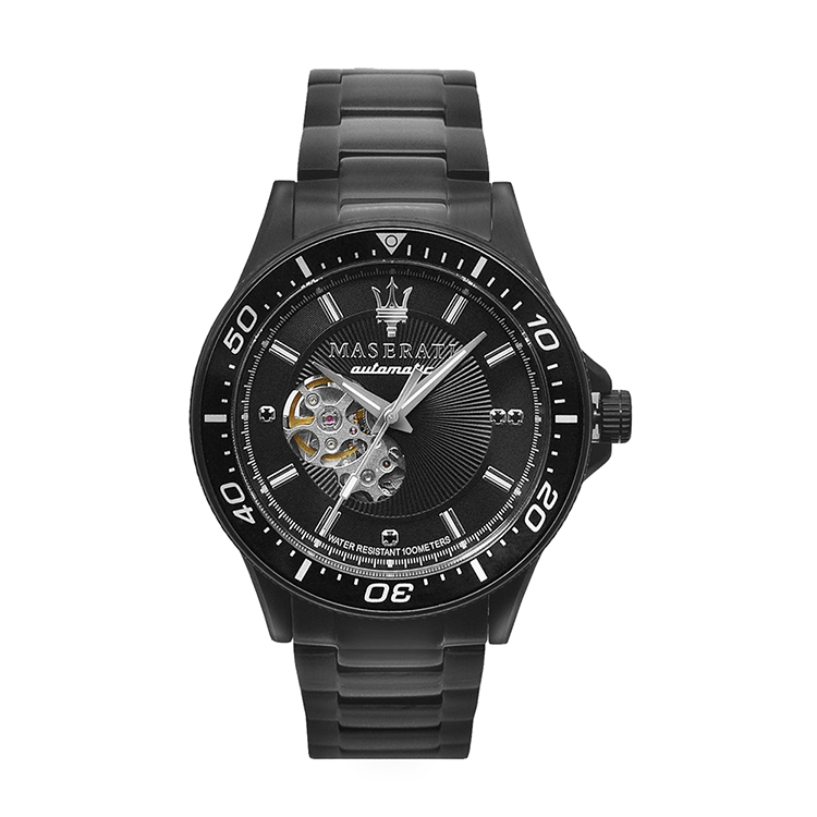 MASERATI 瑪莎拉蒂 | 原廠平行輸入手錶- SFIDA DIAMONDS自動鏤空機械腕錶-R8823140005