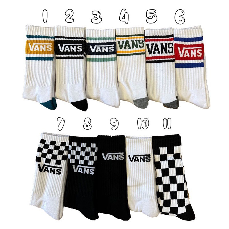 (現貨) 日本限定 Vans socks vans襪子 白色高筒長襪 黑色高筒 條紋襪 高筒襪 長襪 中筒襪