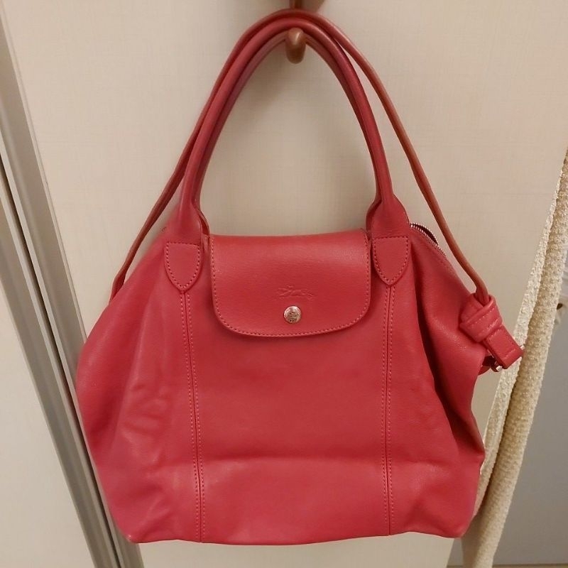 〔二手〕Longchamp 手提肩背側背三用真皮包