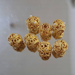 D038✨14k包金 珍珠統珠 『古法金』『8*8mm』
