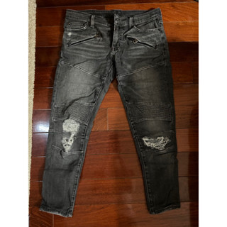 二手正品Denim&Supply洗舊破損灰色窄管牛仔褲