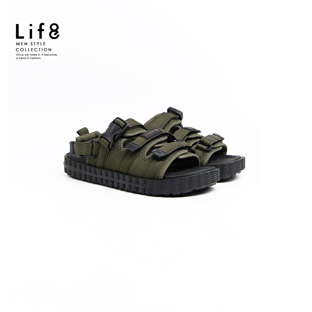 Life8-Sport 速乾網布 二代餅乾涼拖鞋(兩用款)-19073-軍綠