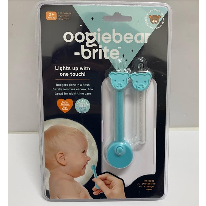 【美國商城USA mall】Oogiebear-QQ熊耳鼻清潔棒LED燈頭探照款 [藍+藍]2入組+收納盒