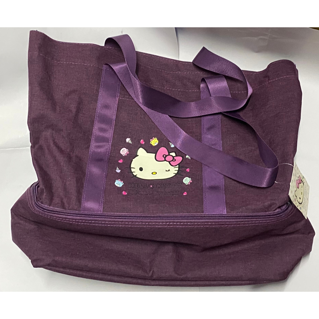 hello kitty側背包，媽媽包，大包包，紫色，底層有保冷袋
