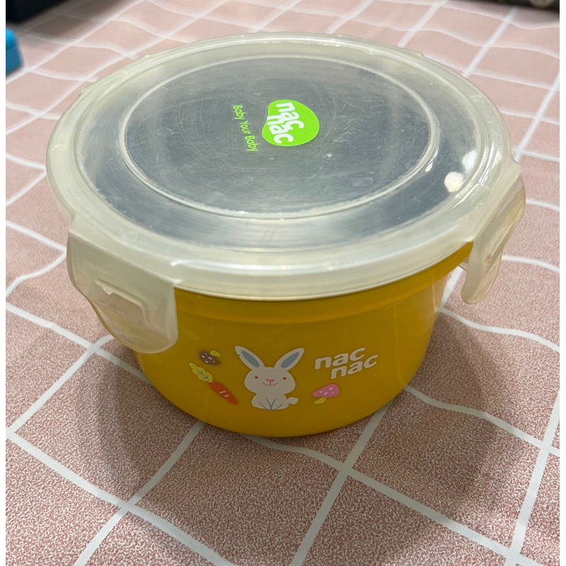 麗嬰房 nac nac不鏽鋼雙層圓型隔熱餐盒 (黃)