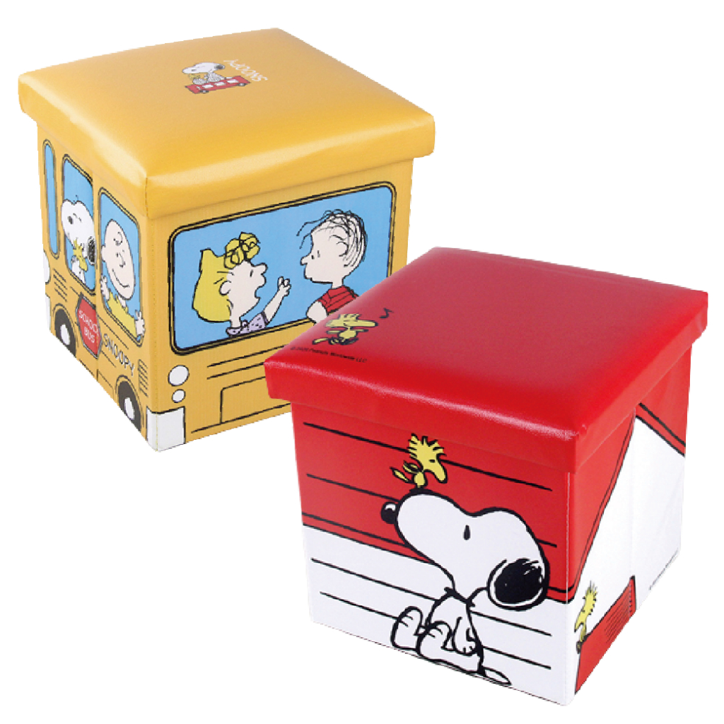 史努比 收納凳子 卡通多功能 可摺疊 Snoopy收納箱 兒童玩具 史努比 皮革儲物凳 折疊收納 防水