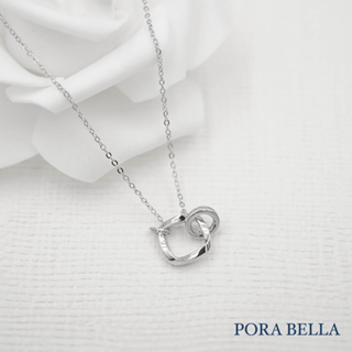 <Porabella>925純銀鋯石項鍊 幾何雙環造型項鍊 純銀項鍊 母親節禮物 告白 生日禮物 Necklace