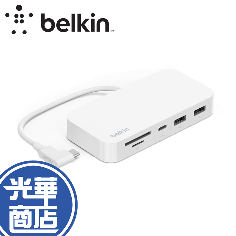 Belkin CONNECT USB-C 6合1多媒體集線器 附支架 INC011BTWH HUB 集線器 光華商場