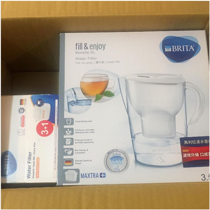 【德國BRITA】理膚寶水德國BRITA馬利拉3.5公升濾水壺 白色+ 4入去水垢專家濾芯