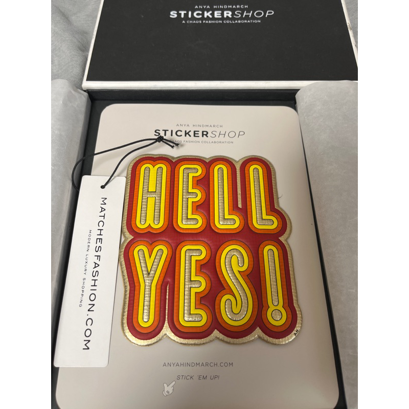全新Anya Hindmarch Stickershop 皮革貼紙Oversized「HELL YES!」