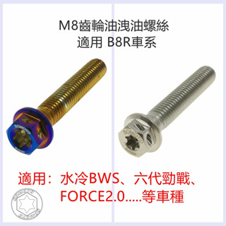 SOMOTO臺灣製造 M8齒輪油洩油螺絲(附墊片)《無磁石》適用B8R：水冷BWS、六代、FORCE2.0、勁豪。RTS