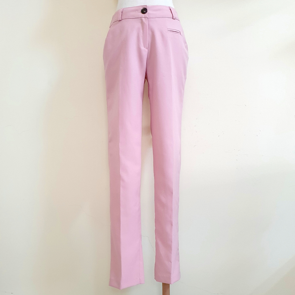 正韓 粉色 粉紅色 口袋 長褲 西裝褲 ♥ 現貨 ♥彡