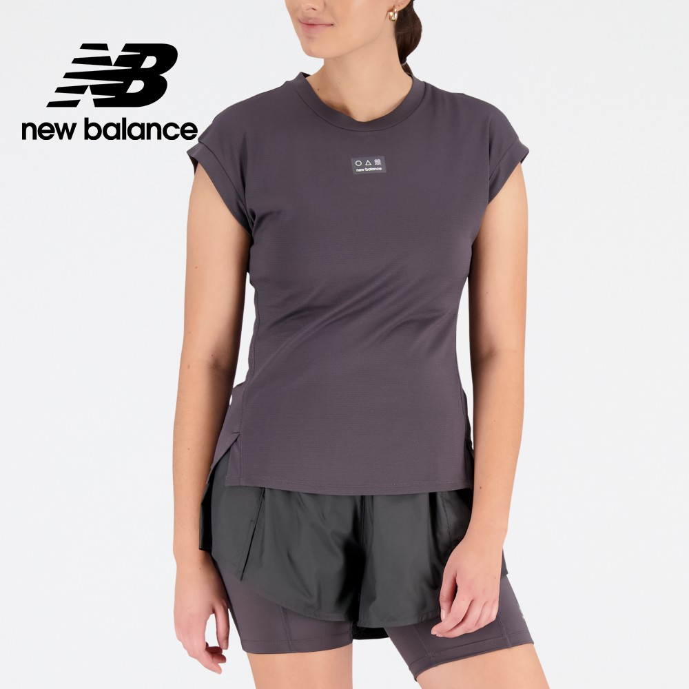 【New Balance】 NB 涼感降溫雙向透氣面料機能短袖上衣_女性_墨灰色_WT23277ACK