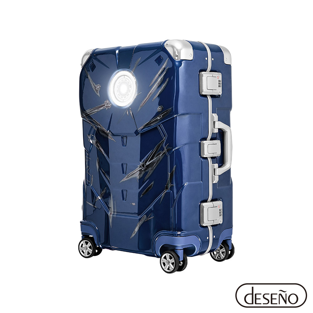 【福利品】Deseno 笛森諾 光燦魔力II系列  20吋 戰損鋁框行李箱-寶石藍-原廠授權