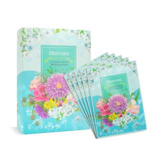 【Bravura 柏薇菈】12花萃喚白面膜(5片/盒)｜改善暗沉、保濕、舒緩 使肌膚靚白