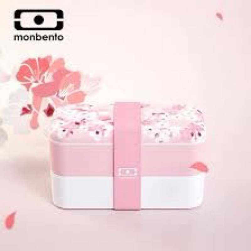 法國monbento雙層便當盒-櫻花粉