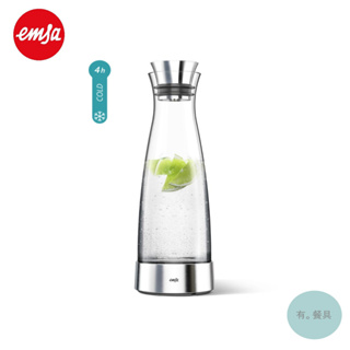《有。餐具》[免運] 德國 EMSA 頂級玻璃保冷水瓶 FLOW CLASSIC 冰樽 玻璃瓶 不鏽鋼原鋼色 1000m