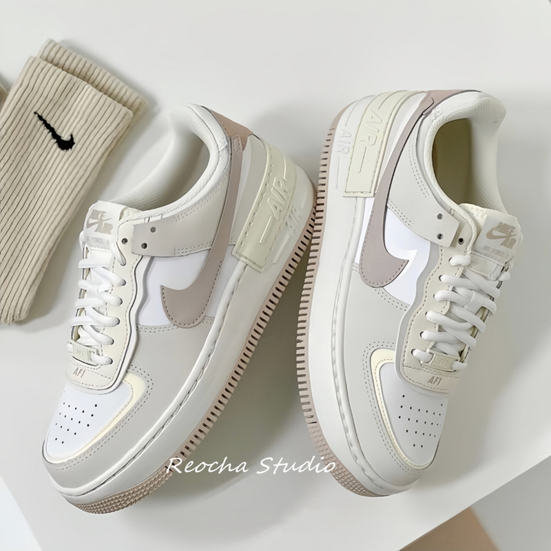 Nike Air Force 1 Shadow 奶茶 白粉紫 奶油杏 馬卡龍 AF1 解構 女款 FN3444-121