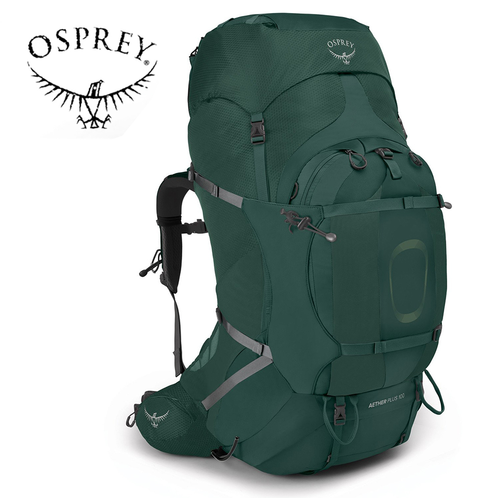 【Osprey 美國】Aether Plus 85 重裝登山背包 男 軸突綠 S/M｜健行背包 徒步旅行戶外後背包