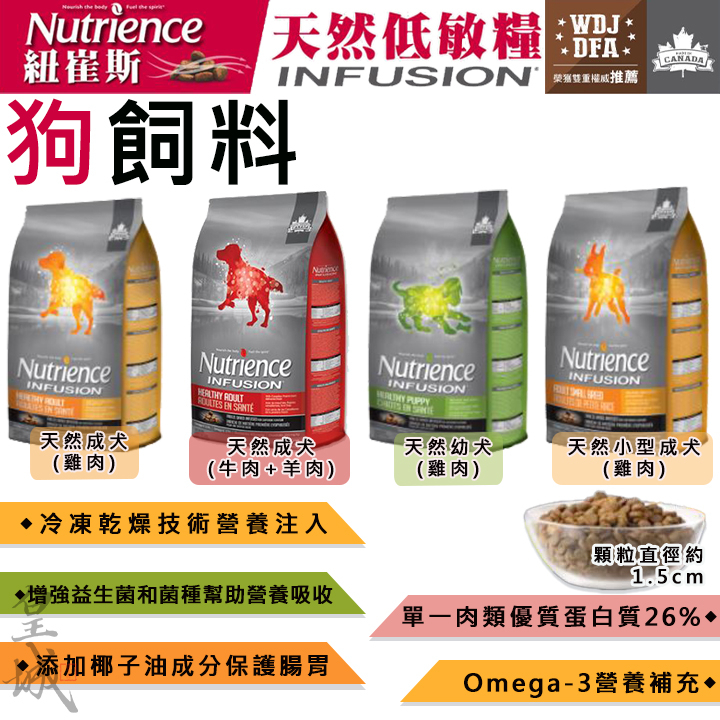 紐崔斯 Nutrience INFUSION 天然糧系列 狗飼料 犬飼料 乾飼料 成犬 幼犬 小型犬 大型犬 飼料 凍乾