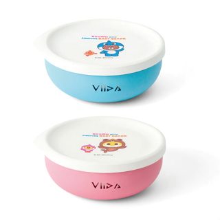 台灣 VIIDA 熊大和碰碰狐鯊魚寶寶抗菌不鏽鋼餐碗430ML(2色可選)【麗兒采家】