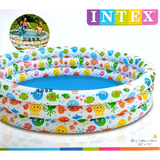 悠遊享芙✨INTEX彩色魚充氣游泳池/兒童戲水池/幼兒夏天玩水池/嬰兒遊戲球池