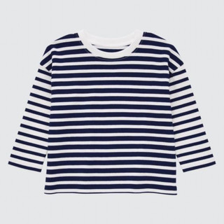 全新💯Uniqlo嬰幼兒棉質圓領T恤 條紋t 80cm 海軍藍