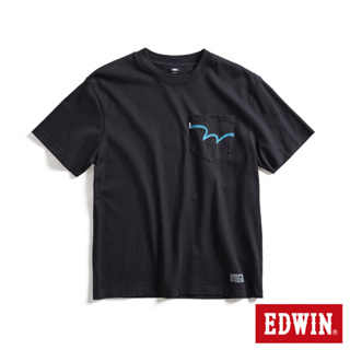 EDWIN EDGE系列 經典Ｗ縫線寬版口袋短袖T恤(黑色)-男款
