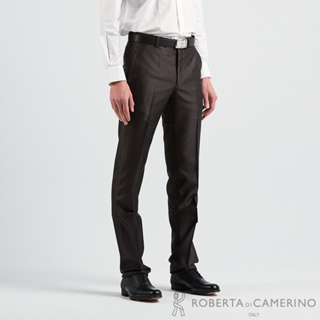【ROBERTA諾貝達】 台灣製男裝 修身剪裁 高品質平口西裝褲 HTC80A-88黑咖啡