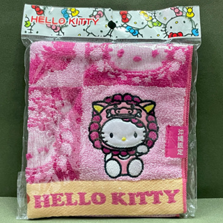 Hello Kitty緹花割絨刺繡小方巾手帕 沖繩限定