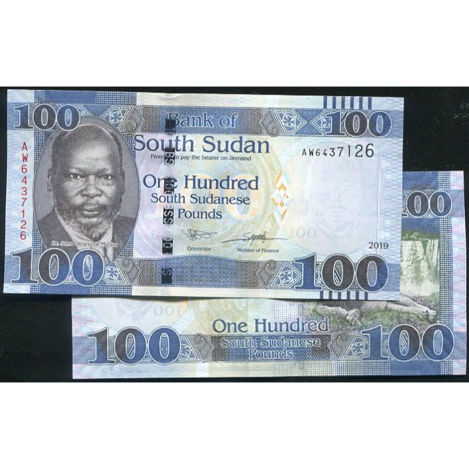 【紙幣】South SUDAN(南蘇丹), P15d  , 100 POUND  ,動物 2019,品相全新UNC#20