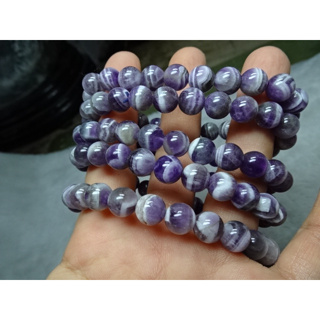 《藍金寶石玉石批發區》→〈手鍊系列〉→天然烏拉圭一線紋紫水晶8mm手珠鍊→A485