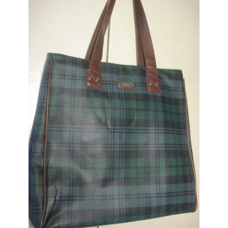 （二手）sandia polo綠格紋皮革包包👜