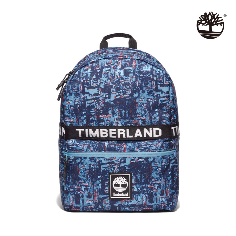 二手含運》Timberland 中性藍色滿版印花雙肩後背包