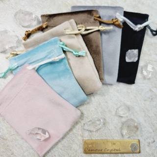 L'amour Crystal 水晶礦石絨布保護袋緞帶綁繩束口收納袋