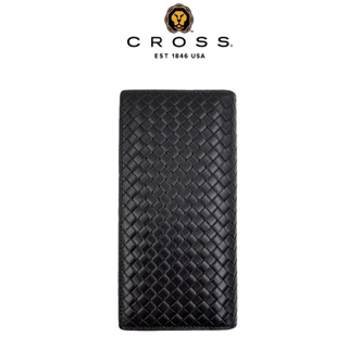 [ X ] CROSS 皮件．頂級 NAPPA 小牛皮 編織紋 22卡 中性長夾 長夾 皮夾 阿梅爾 (黑色)
