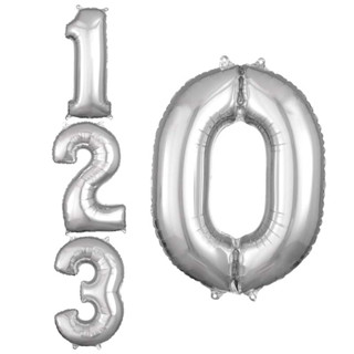 派對城 現貨 【26吋銀色數字鋁箔氣球(不含氣)0-9】 生日氣球 鋁箔氣球 數字氣球 字母氣球 派對佈置 拍攝道具
