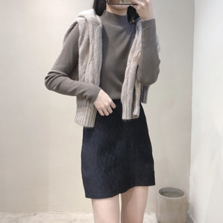 小立領針織上衣 巧克力色 轉售 she’s ootd 長袖 針織上衣 針織毛衣 大地色 咖啡色 打底衣 長袖上衣 高領