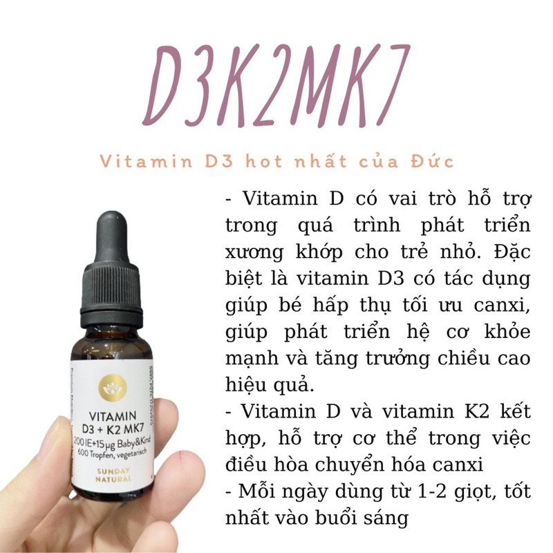 「現貨速出」 Vitamin D3K2 Mk7 Sunday Natural 20ml Đức