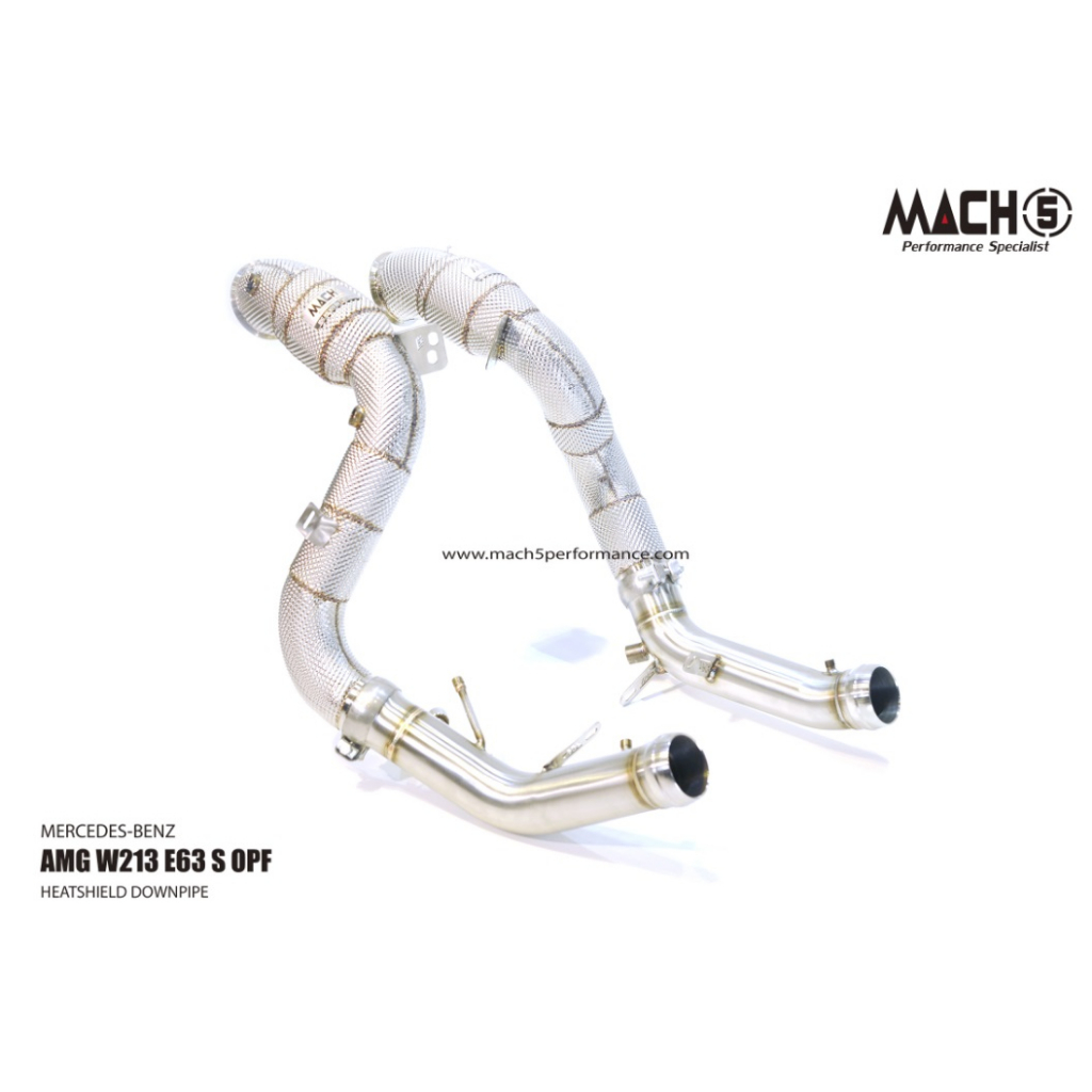 XM碳纖維精品 BENZ AMG W213 E63 S MACH5 Downpipe 不鏽鋼 排氣管 直通 三元催化