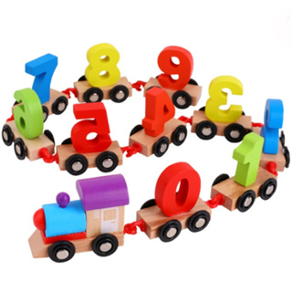 木製 數字小火車 趣味列車 木質火車玩具 數字火車 小火車 數字0-9 顏色 益智玩具 積木 認知 早教 拖拉玩具