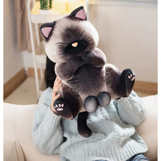 可愛仿真暹羅貓抱枕卡通動物靠枕沙發靠墊兒童房枕頭貓咪玩偶抱枕
