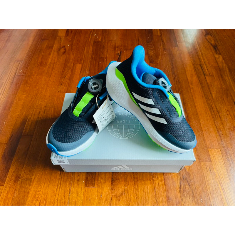 《全新》adidas 童鞋 EQ21 Run BOA K 深藍 螢光綠 Bounce 愛迪達 中童鞋 GZ5910